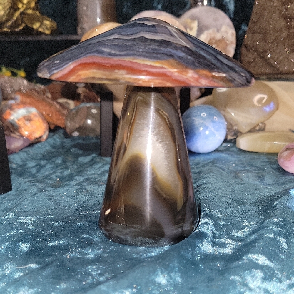Druzy High Grade Agate Mushie Carving From Brazil 0.9lbs